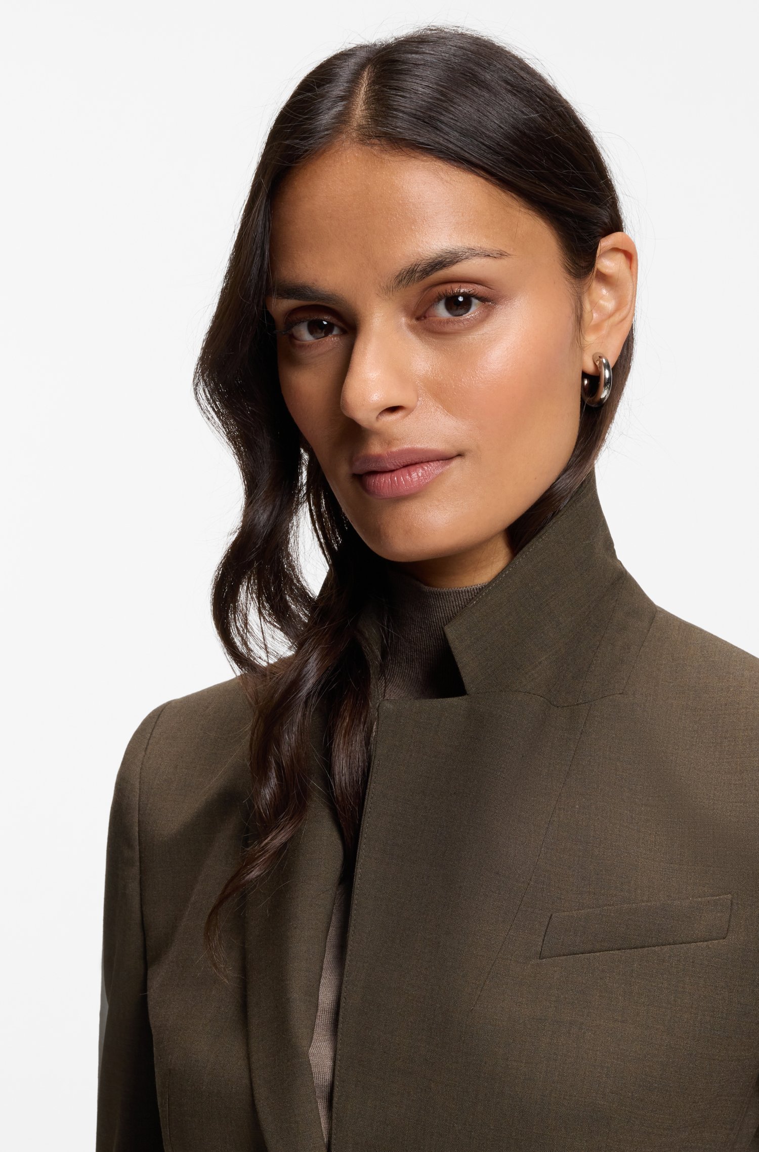 Boss Single-breasted blazer in melange virgin wool dam – bild 3