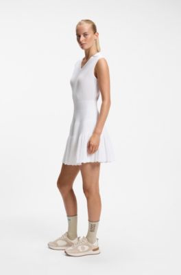 BOSS x AO knitted tennis dress, White