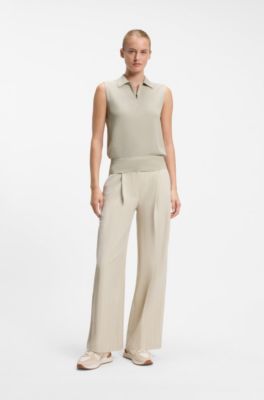 BOSS x AO sleeveless knit polo, Light Beige