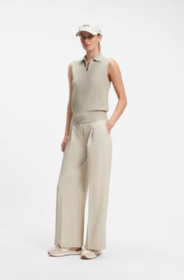 BOSS x AO sleeveless knit polo, Light Beige