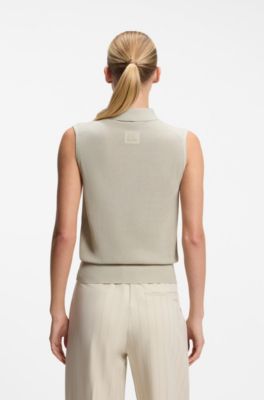 BOSS x AO sleeveless knit polo, Light Beige