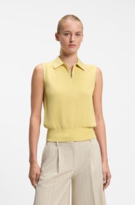 BOSS x AO sleeveless knit polo, Yellow