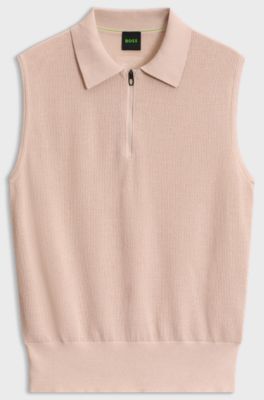 BOSS x AO sleeveless knit polo, Light Pink