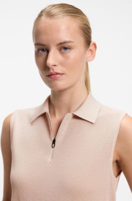 BOSS x AO sleeveless knit polo, Light Pink