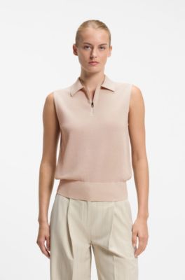 BOSS x AO sleeveless knit polo, Light Pink