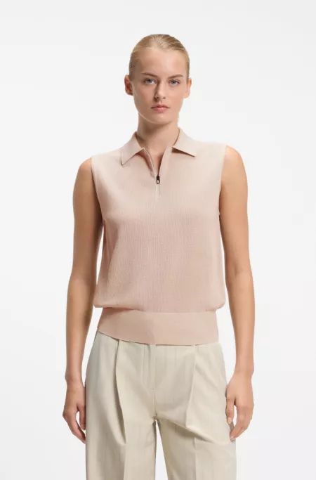 BOSS x AO sleeveless knit polo