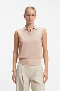 BOSS x AO sleeveless knit polo, Light Pink