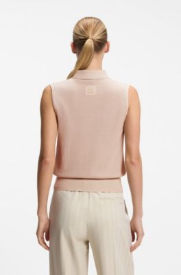 BOSS x AO sleeveless knit polo, Light Pink