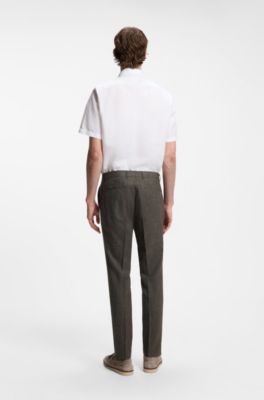 Short-sleeved shirt in a cotton and linen blend, White