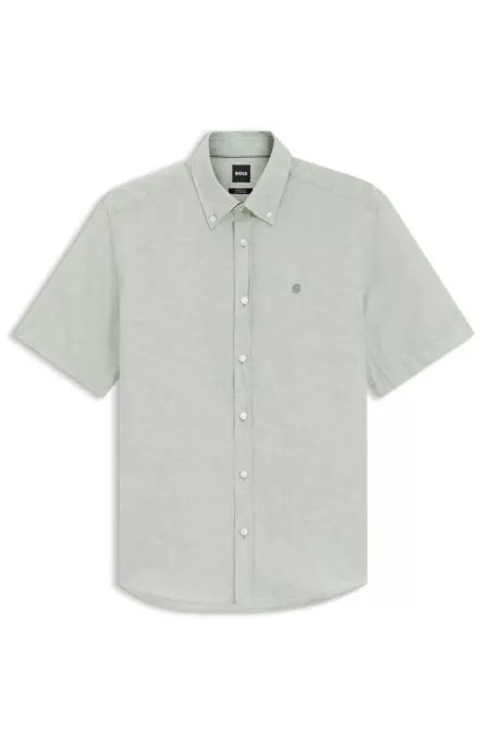Chemise à manches courtes en mélange de coton et de lin