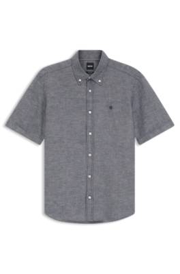 Boss Short-sleeved shirt in a cotton and linen blend kortärmade skjortor herr – bild 4