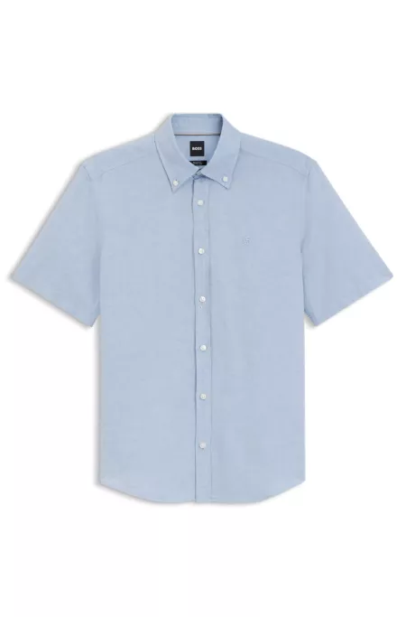 Short-sleeved shirt in a cotton and linen blend