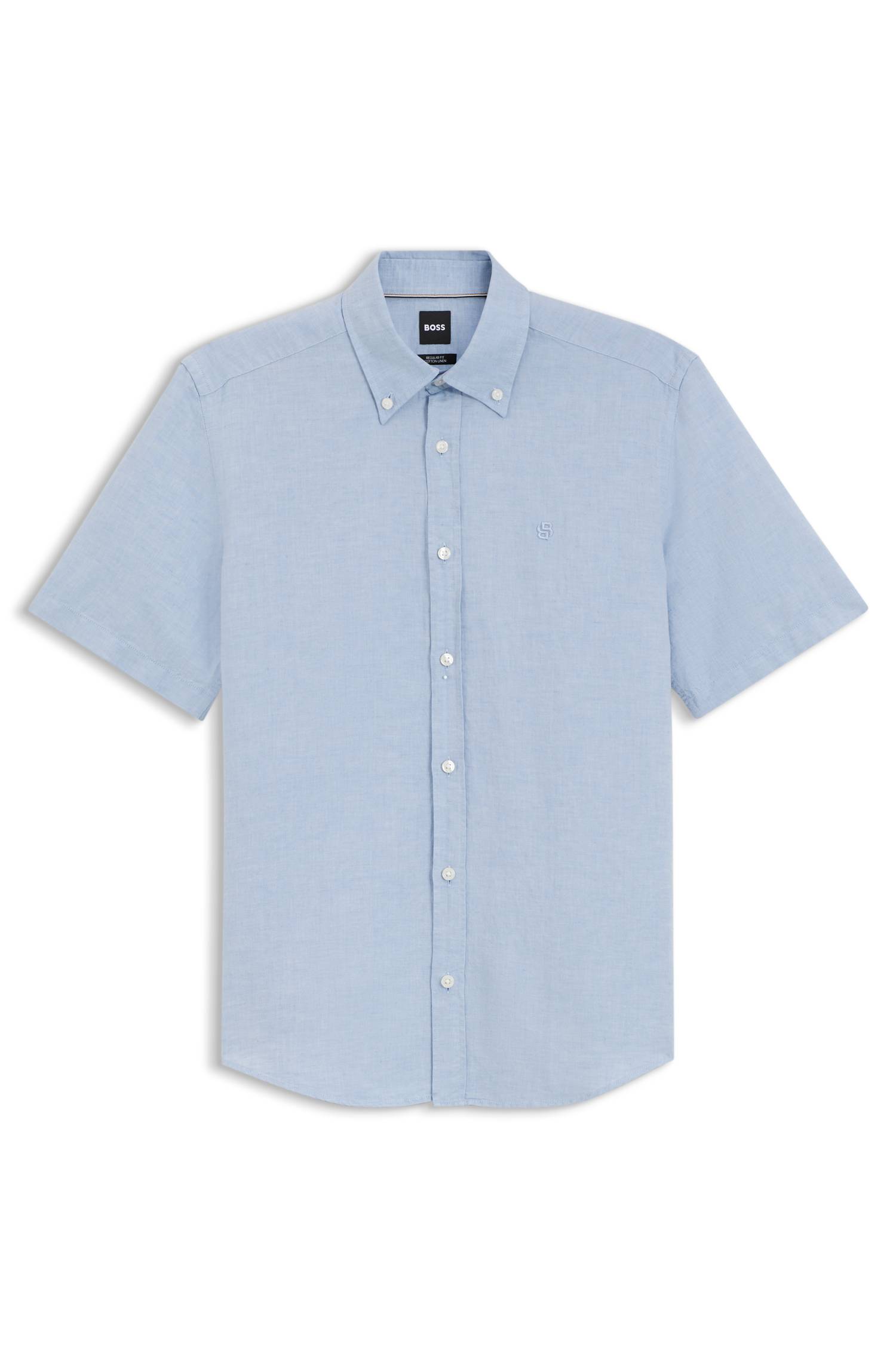Boss Short-sleeved shirt in a cotton and linen blend skjortor & blusar herr – bild 4