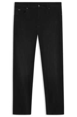 Regular-fit jeans with metallic logo detail, Black