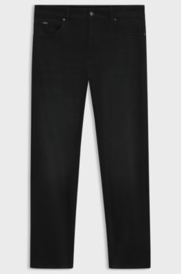 Regular-fit jeans with metallic logo detail, Black