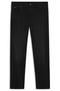 Regular-fit jeans with metallic logo detail, Black