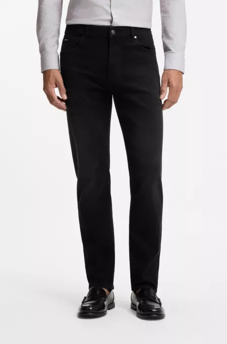 Regular-fit jeans with metallic logo detail