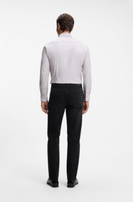 Regular-fit jeans with metallic logo detail, Black