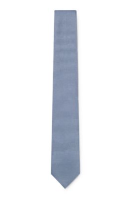 Silk-blend tie with micro pattern, Light Blue