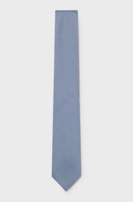 Silk-blend tie with micro pattern, bleu clair