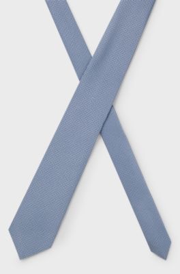 Silk-blend tie with micro pattern, Light Blue