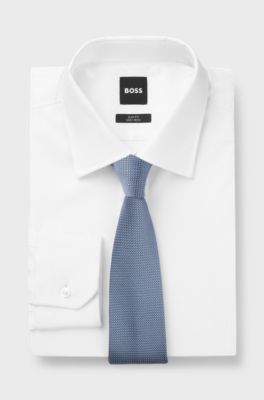 Silk-blend tie with micro pattern, Light Blue