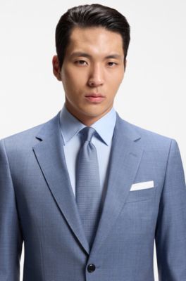 Silk-blend tie with micro pattern, Light Blue