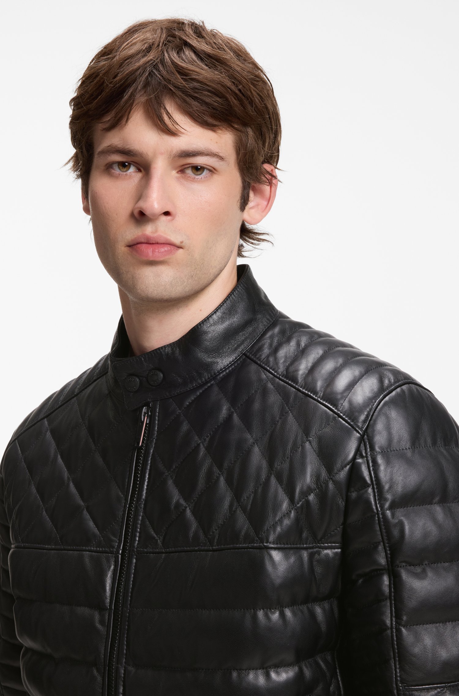 Boss Nappa leather jacket with quilted panels jackor herr – bild 3