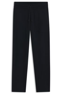 Regular-fit trousers in a wool and cashmere knit, Dark Blue