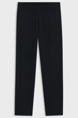 Regular-fit trousers in a wool and cashmere knit, Dark Blue