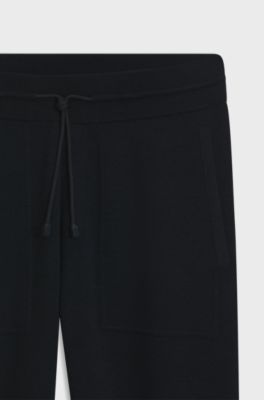 Regular-fit trousers in a wool and cashmere knit, Dark Blue