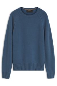 Soft cashmere sweater with cable-knit shoulders, Blue