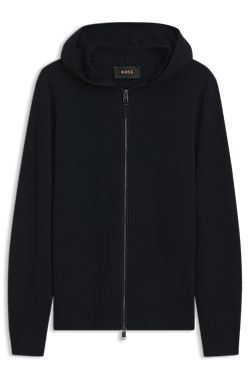 Hooded virgin wool-cashmere zip-up cardigan