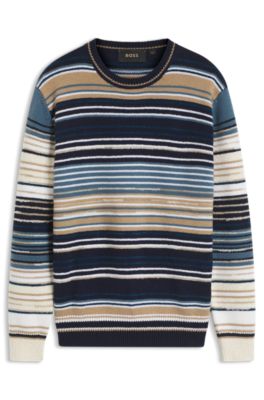 Relaxed-fit striped sweater in a wool-cotton blend, Patterned