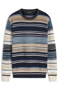 Relaxed-fit striped sweater in a wool-cotton blend, Patterned