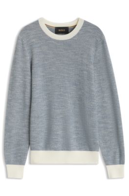 Jacquard sweater in a silk-cotton blend, Light Blue