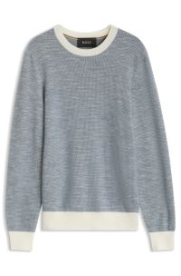 Jacquard sweater in a silk-cotton blend, Light Blue