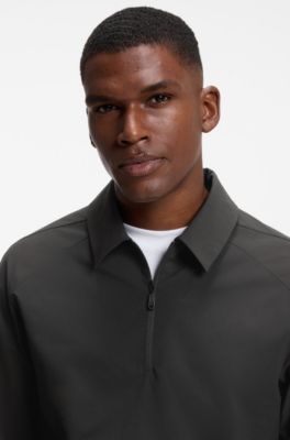 BOSS x AO quarter-zip overshirt, Black