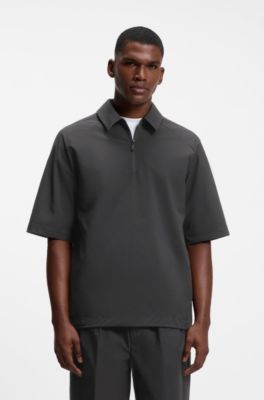 BOSS x AO quarter-zip overshirt, Black
