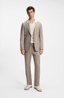 BOSS BY BECKHAM knit polo in virgin wool, Natural