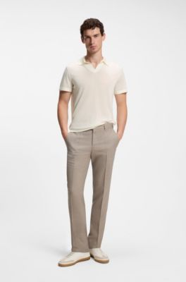 BOSS BY BECKHAM knit polo in virgin wool, Natural