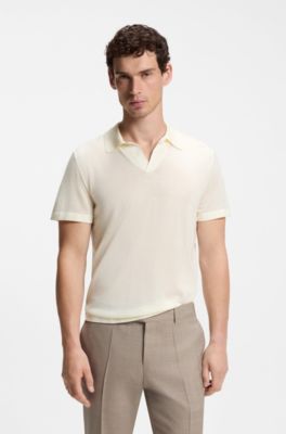 BOSS BY BECKHAM knit polo in virgin wool, Natural