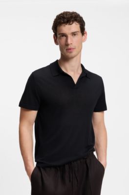 BOSS BY BECKHAM knit polo in virgin wool, Dark Blue