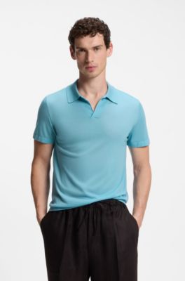 BOSS BY BECKHAM knit polo in virgin wool, Blue