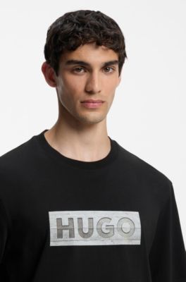 Statement graphic-print T-shirt in cotton jersey, Black