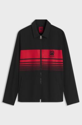 HUGO x RB zipped shirt with bull motif, Black