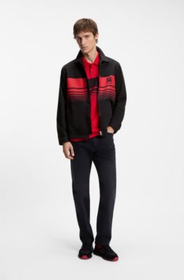 HUGO x RB zipped shirt with bull motif, Black