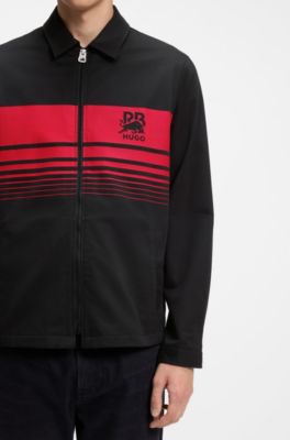 HUGO x RB zipped shirt with bull motif, Black