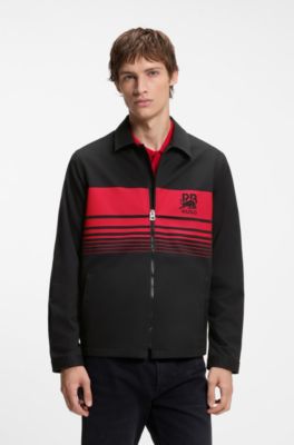 HUGO x RB zipped shirt with bull motif, Black