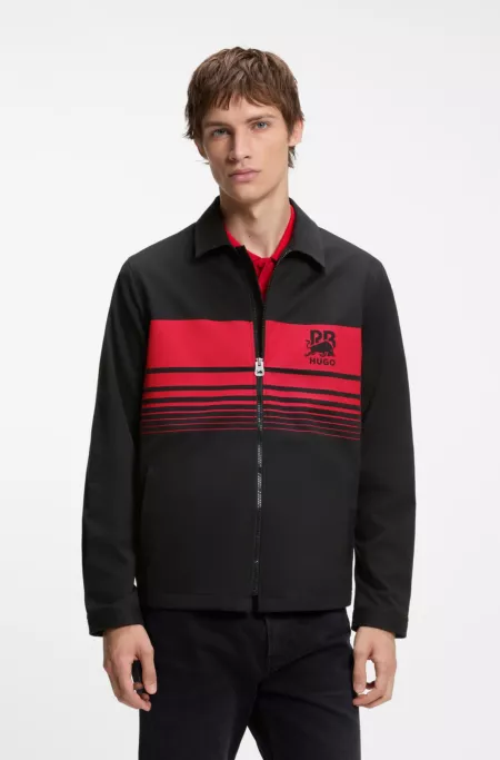 HUGO x RB zipped shirt with bull motif